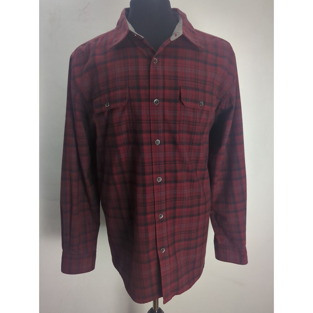 Cabela's Men’s Large Red Plaid Button Down Shirt for Outdoor/Hiking/Camping